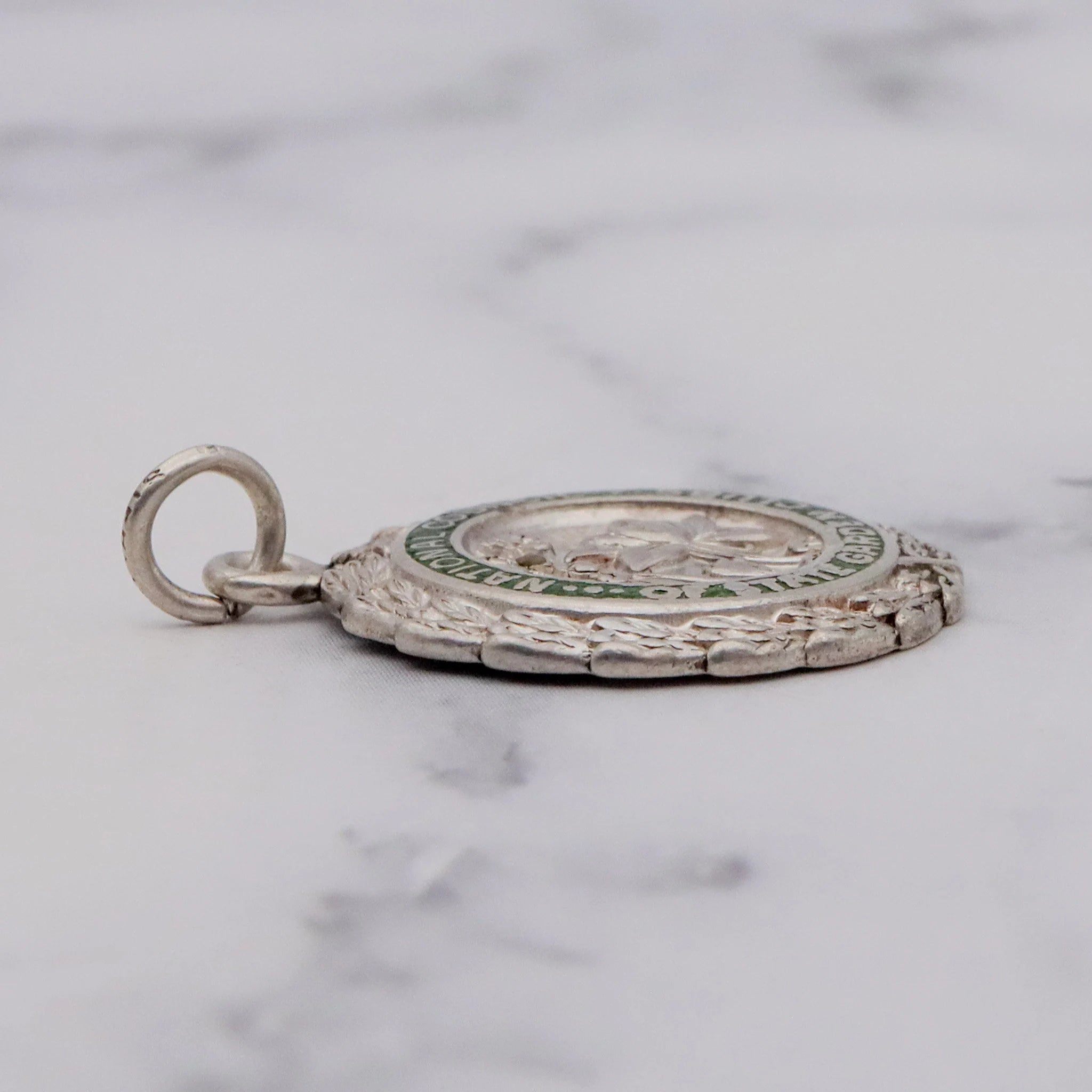 Antique sterling enamel "National Council of State Garden Clubs" medallion pendant